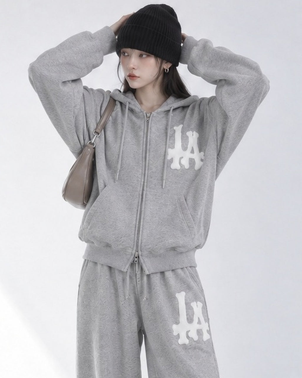 (UNISEX) LA Crop Hood Zip-up