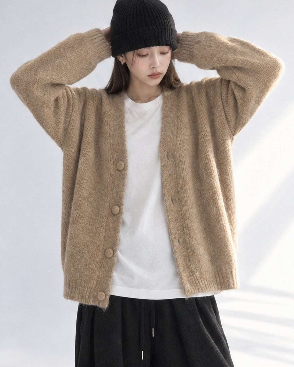 (UNISEX) Bulky Brush Wool Cardigan