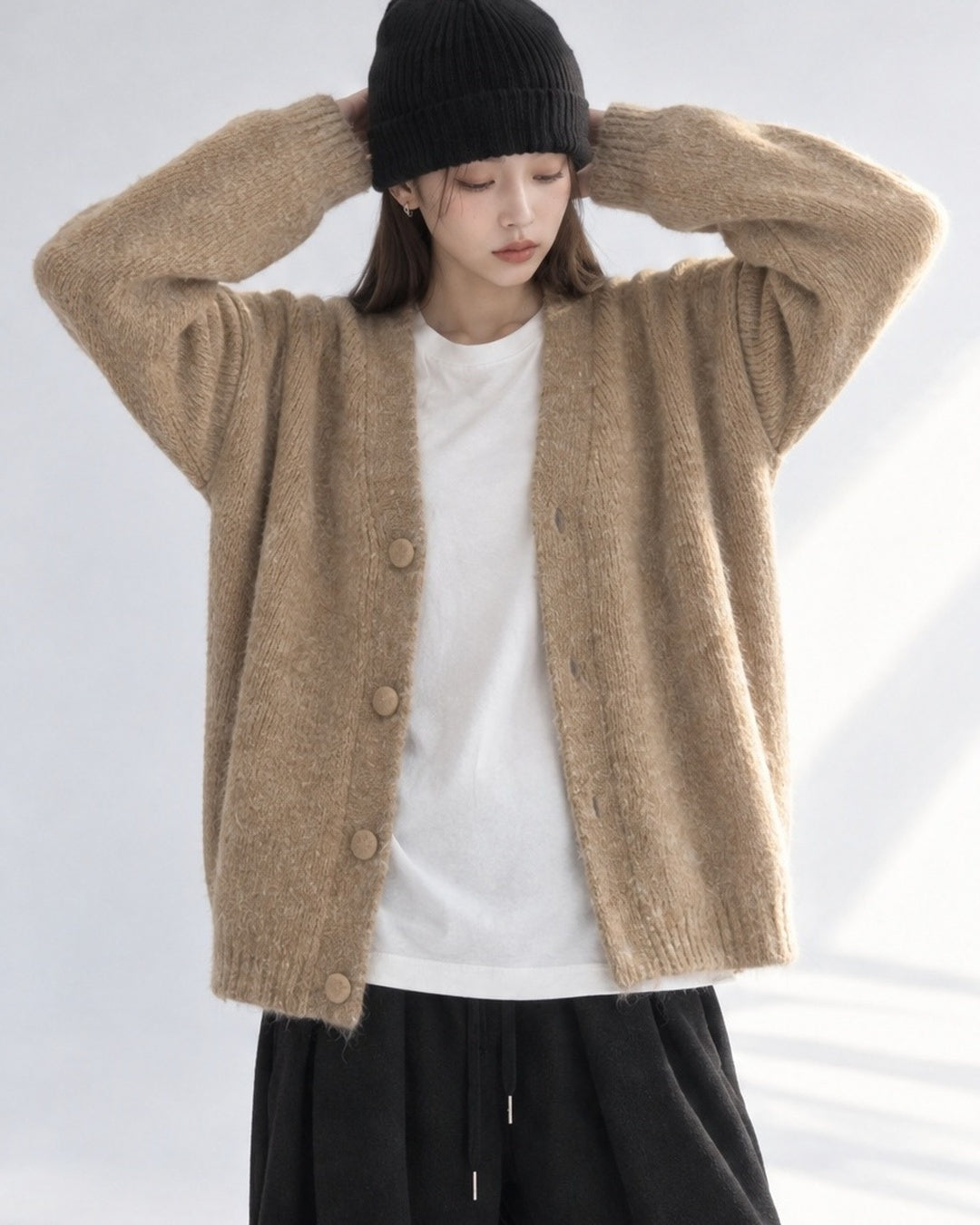 (UNISEX) Bulky Brush Wool Cardigan