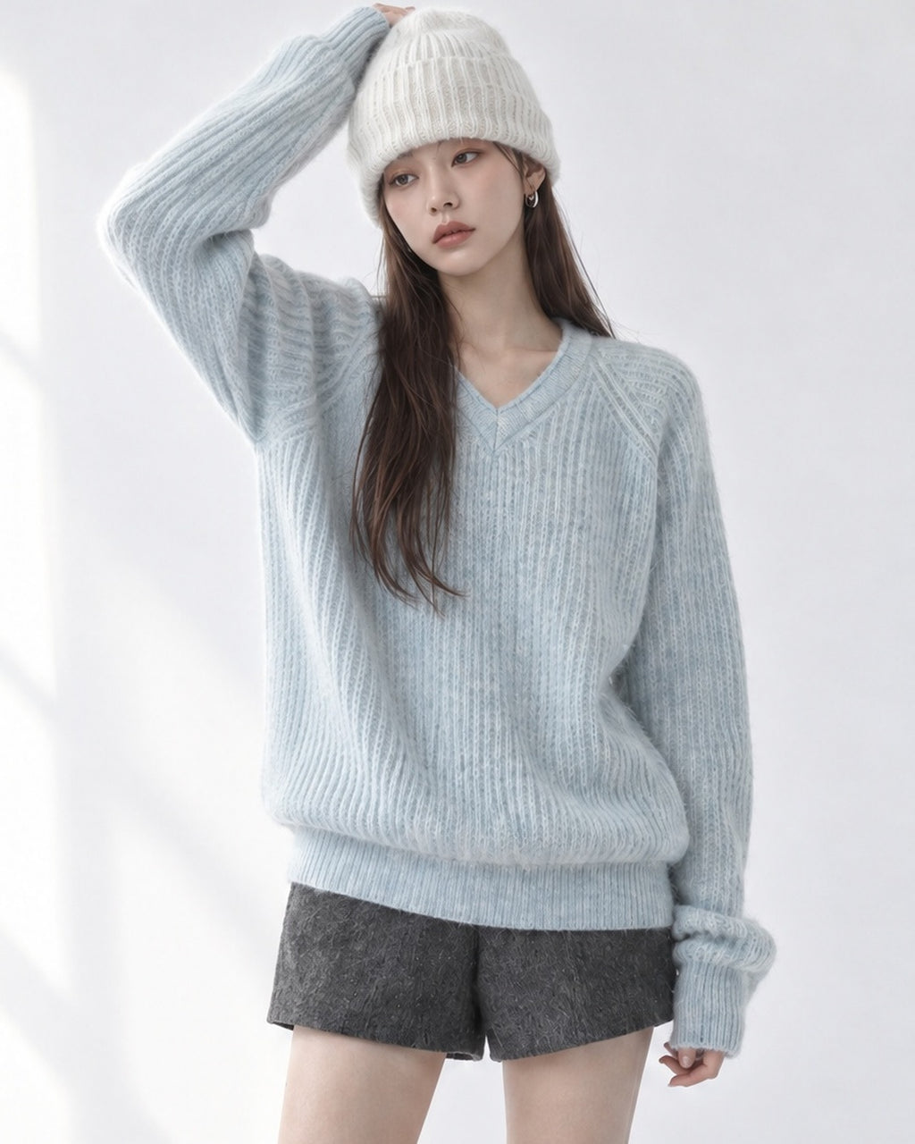 (UNISEX) Clay V-Neck Mohair Knit