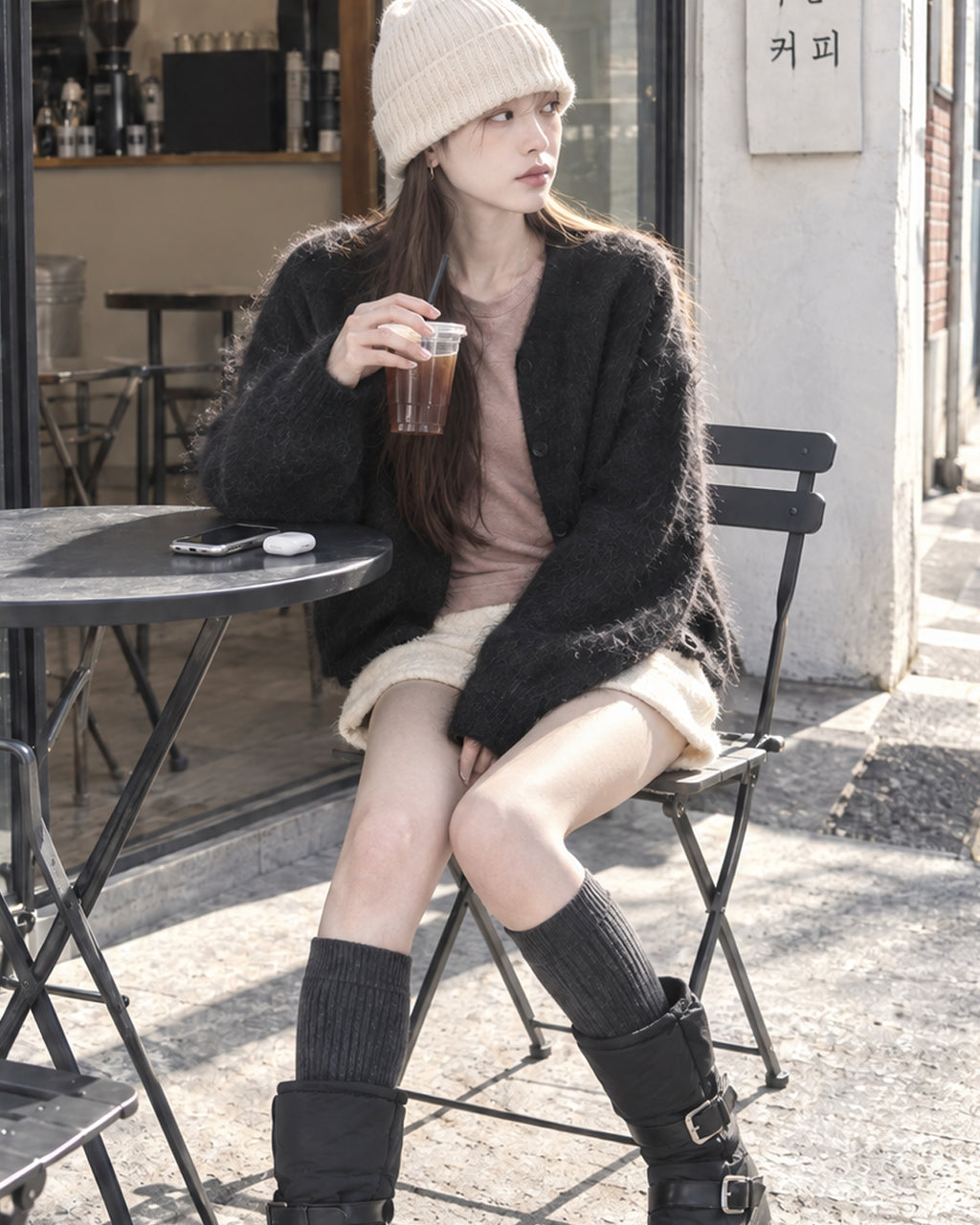 (UNISEX) Angora Crop Cardigan