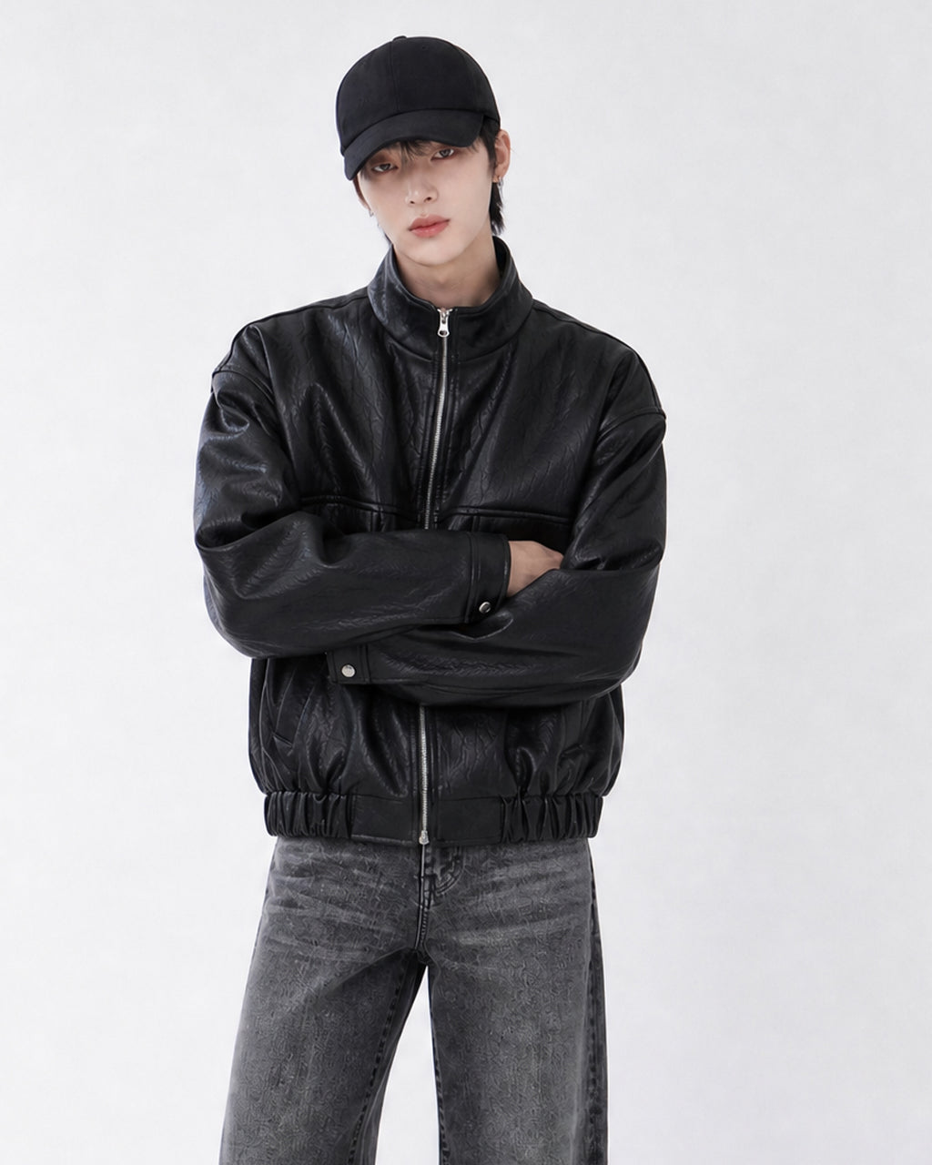 (UNISEX) Rush Crop Leather Jacket