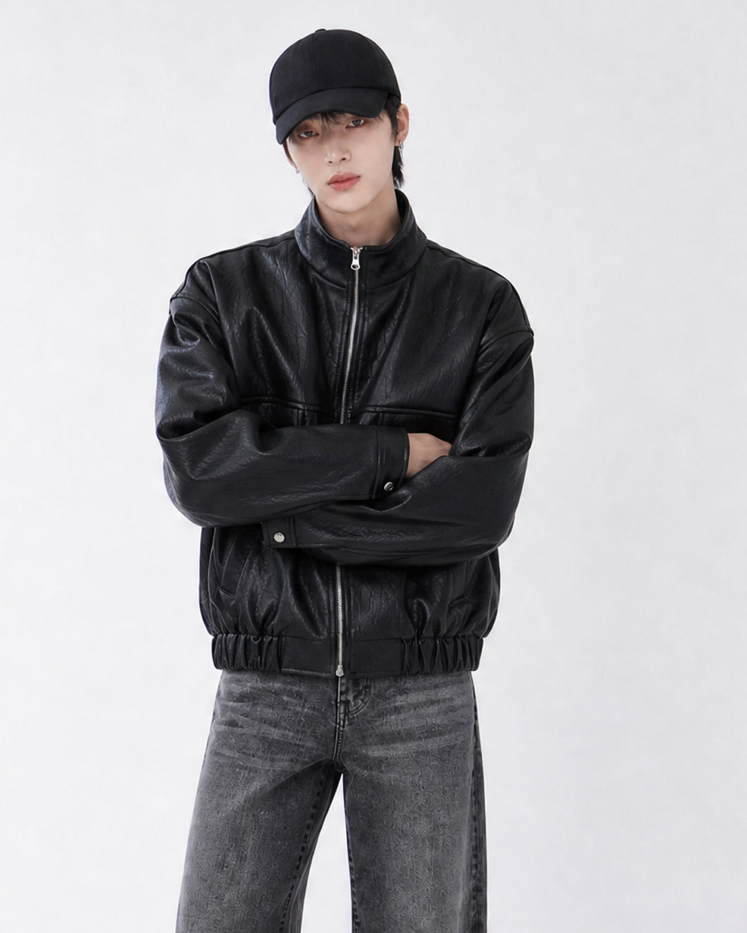 (UNISEX) Rush Crop Leather Jacket