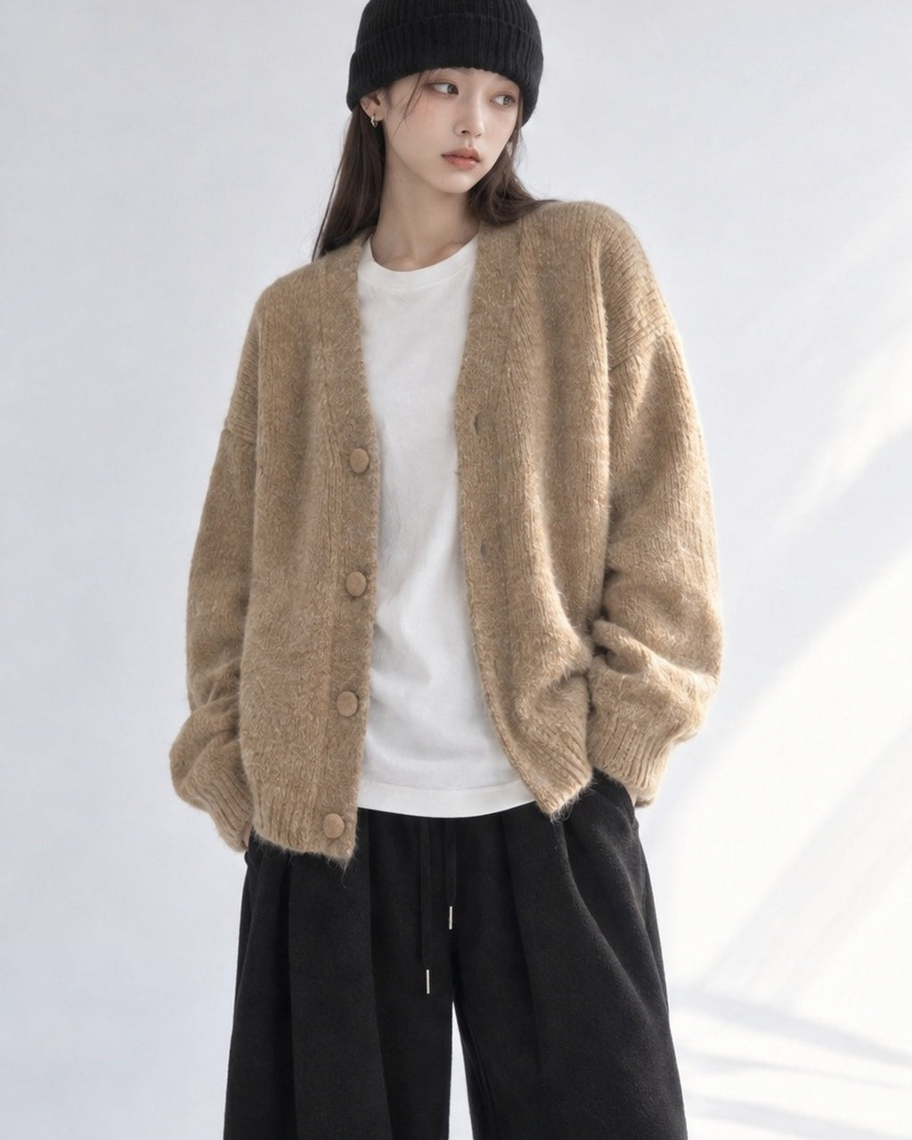 (UNISEX) Bulky Brush Wool Cardigan