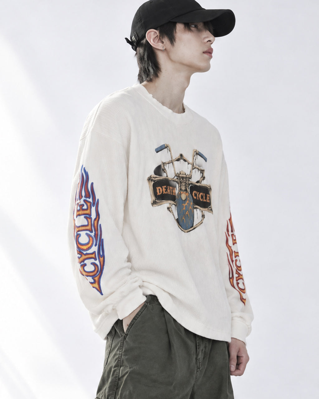 (UNISEX) Cycle Washed Waffle Long Sleeve