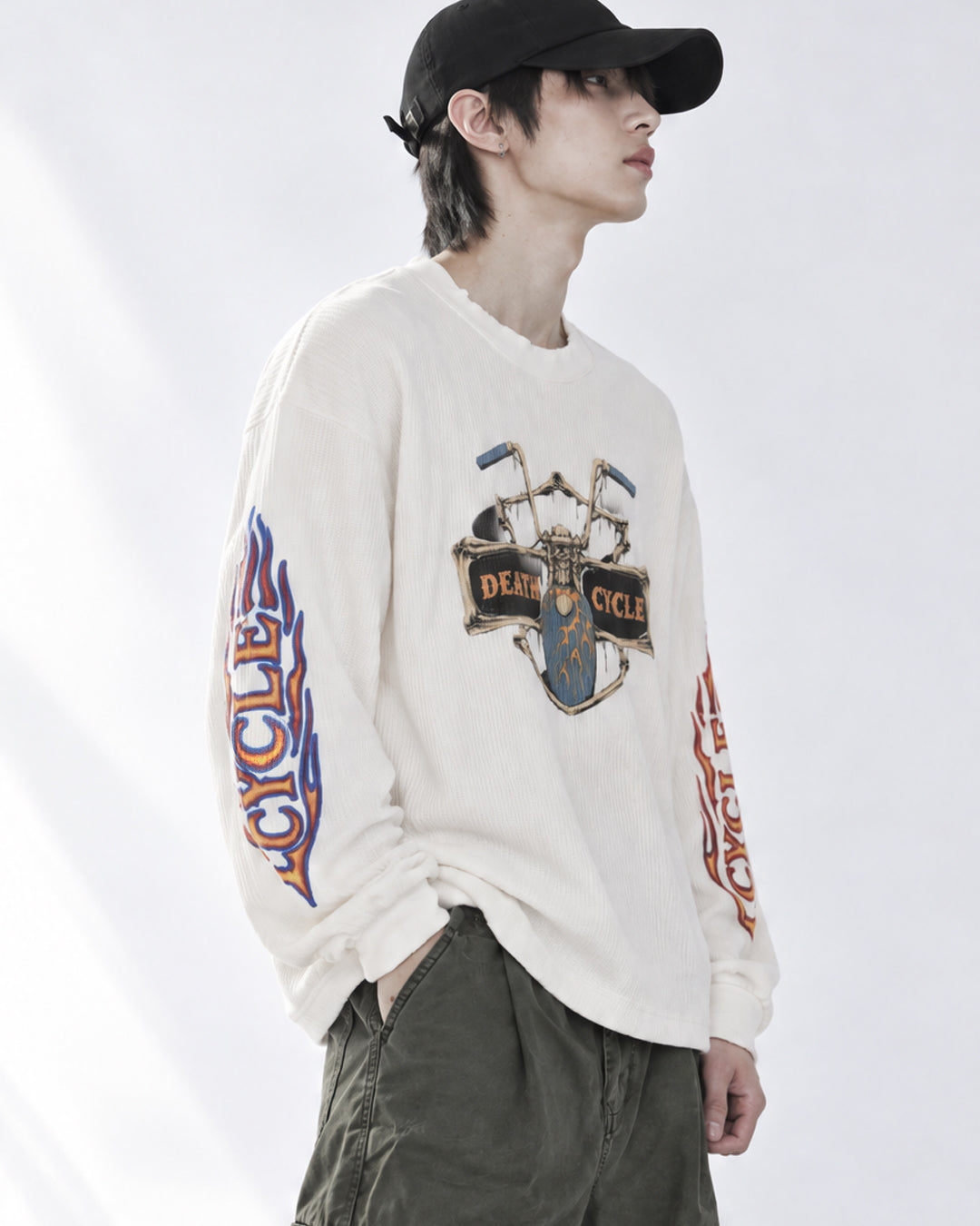 (UNISEX) Cycle Washed Waffle Long Sleeve