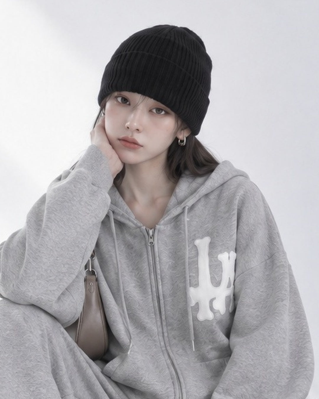 (UNISEX) LA Crop Hood Zip-up