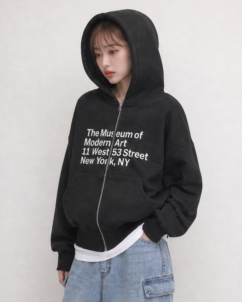 (UNISEX) Museum Bonded Hood Zip-Up