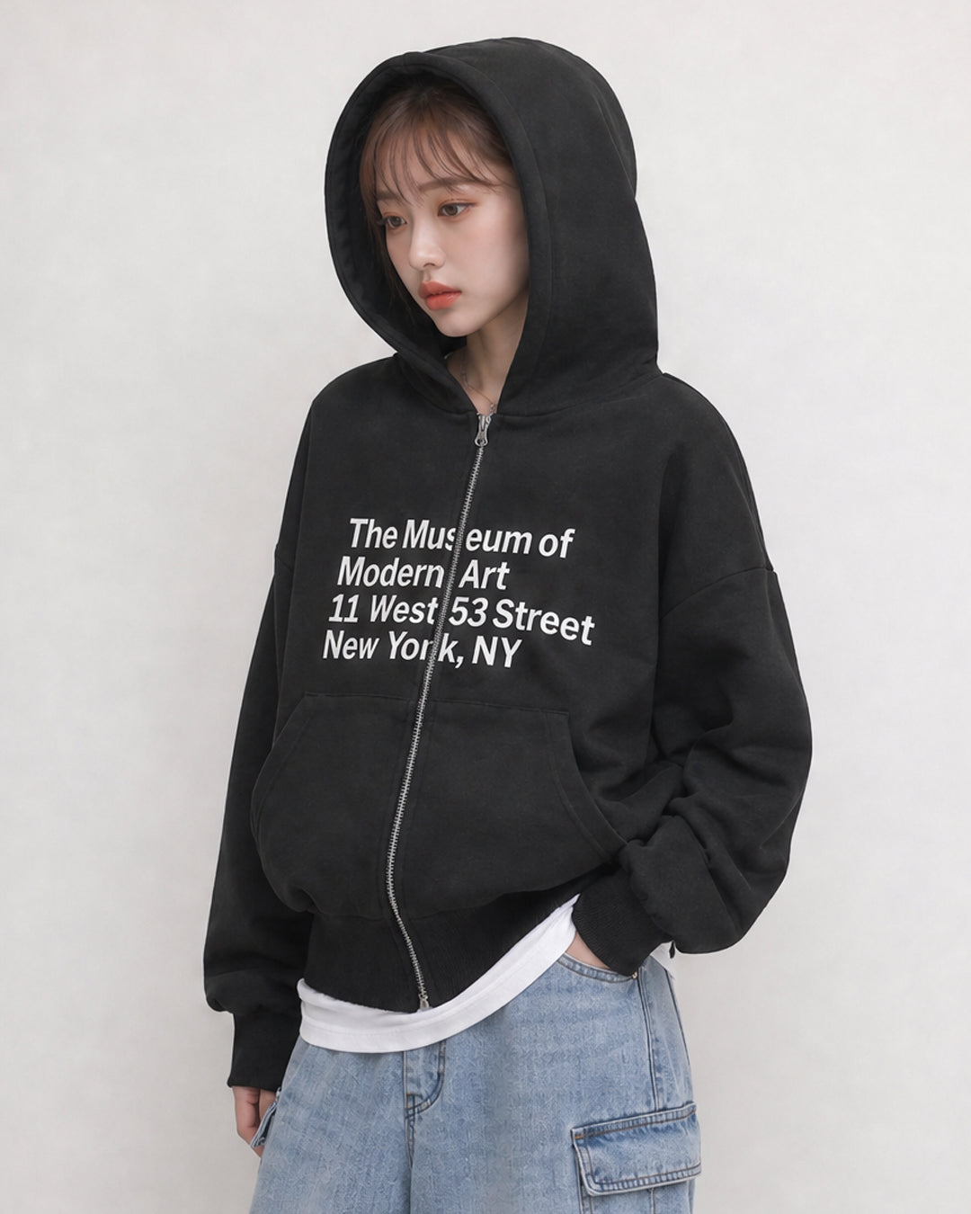 (UNISEX) Museum Bonded Hood Zip-Up