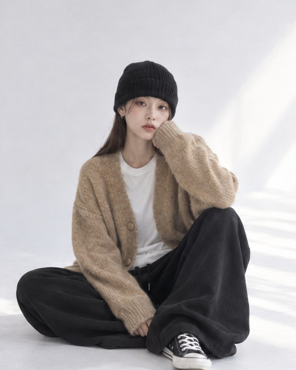 (UNISEX) Bulky Brush Wool Cardigan