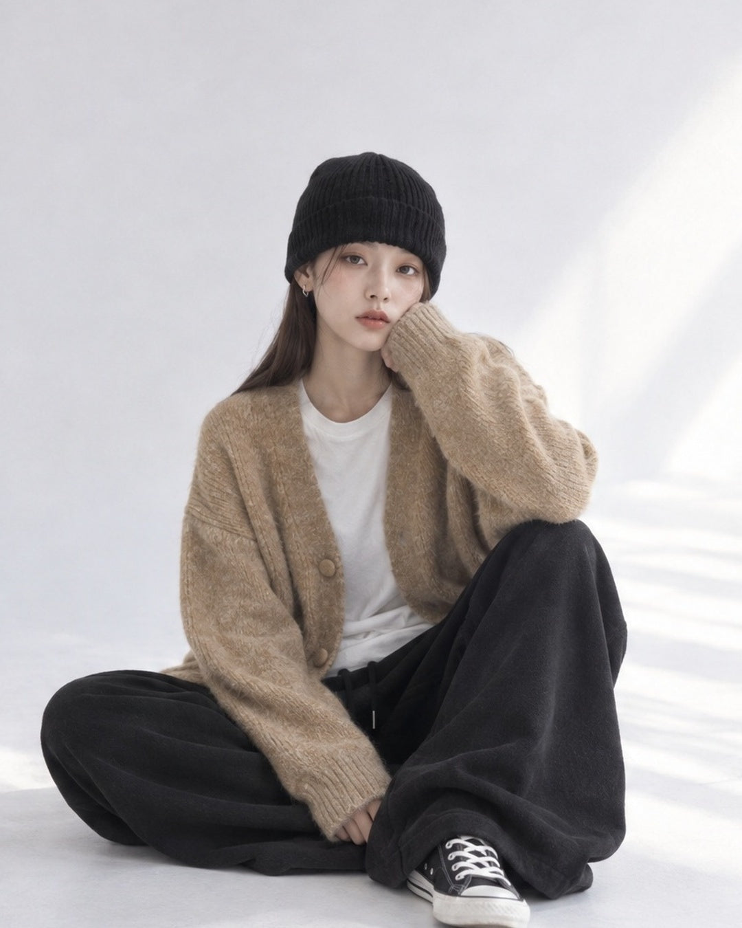 (UNISEX) Bulky Brush Wool Cardigan