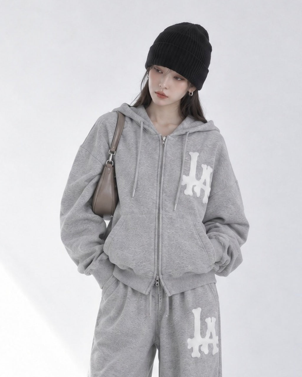 (UNISEX) LA Crop Hood Zip-up
