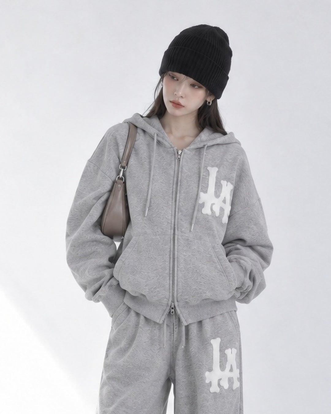 (UNISEX) LA Crop Hood Zip-up