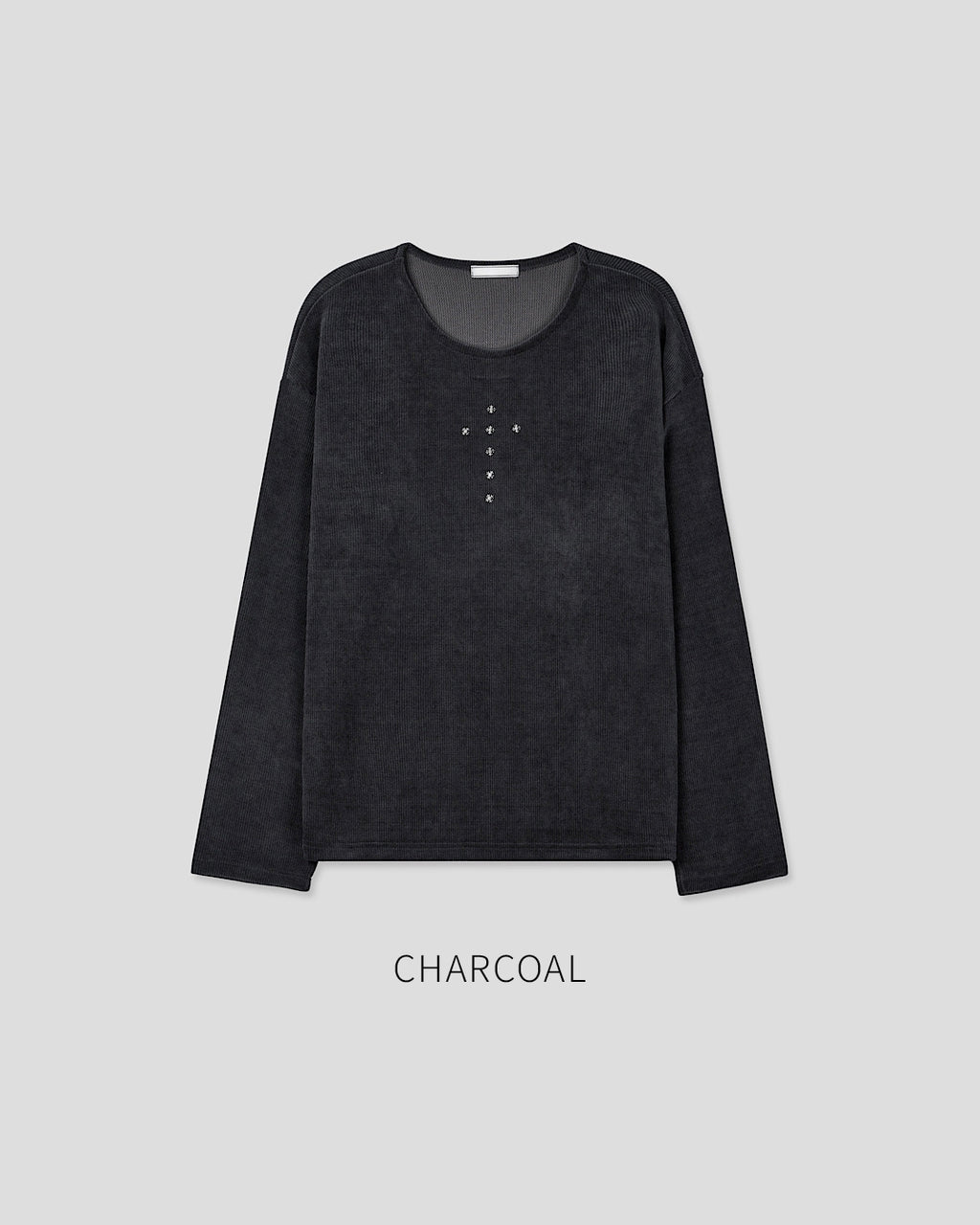 (UNISEX) Rivet Ribbed Long Sleeve