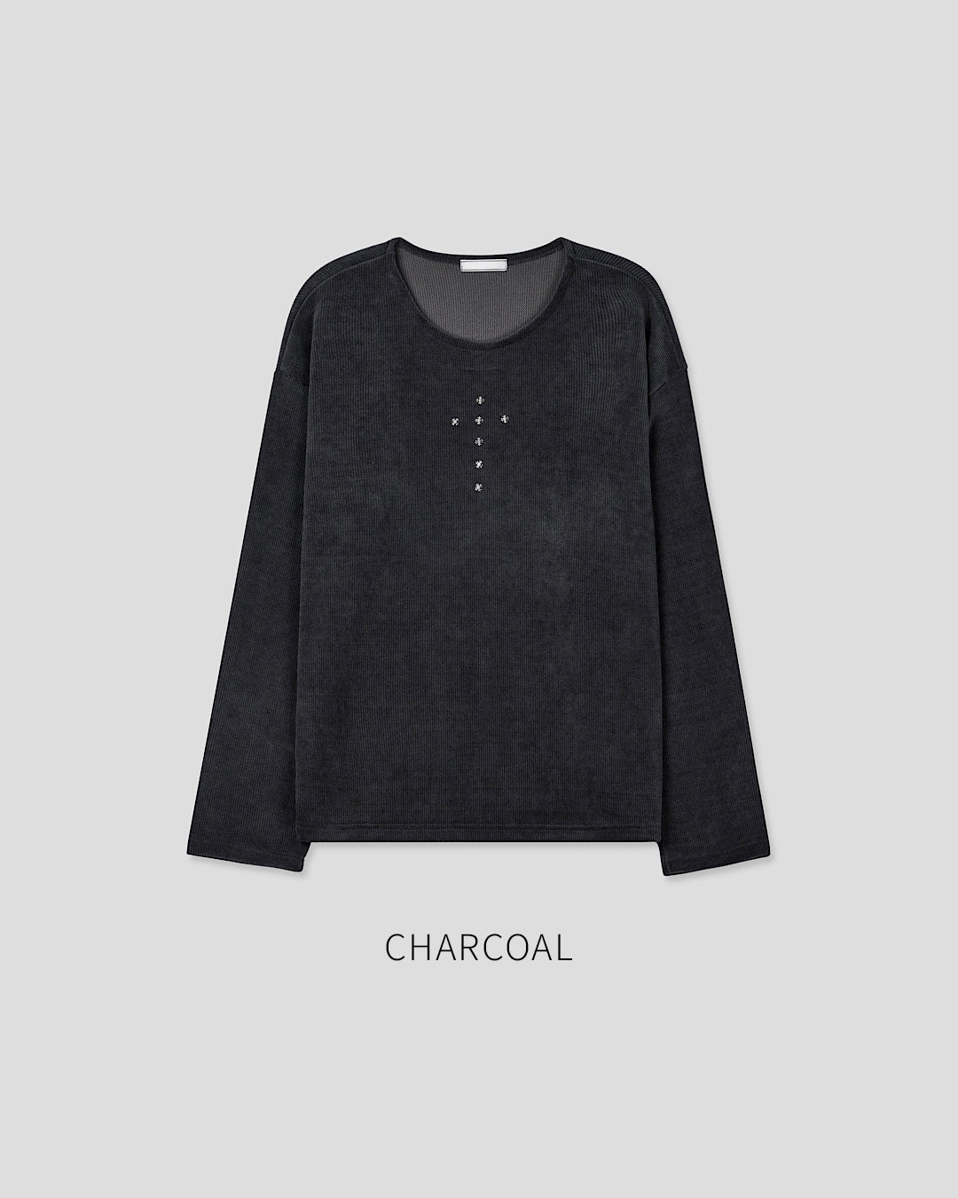 (UNISEX) Rivet Ribbed Long Sleeve