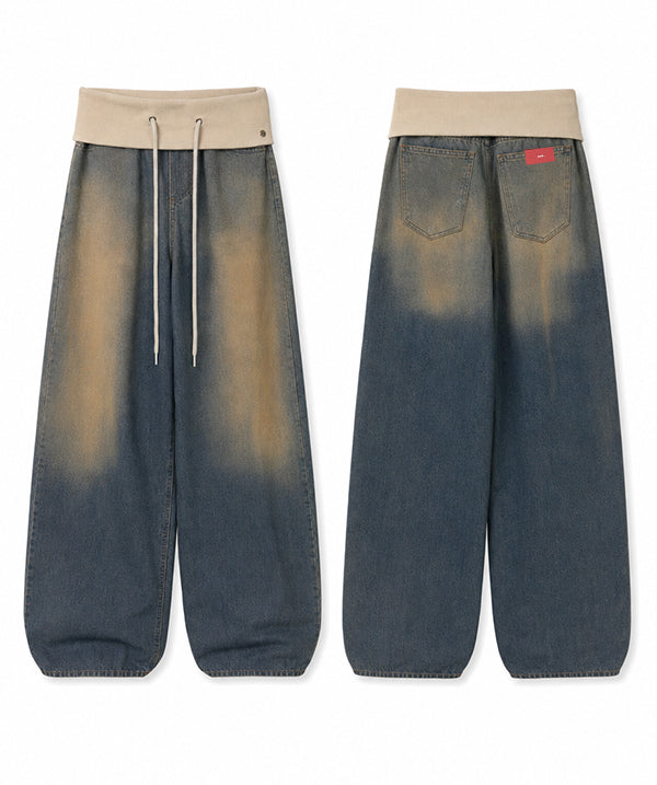 (W's) Waistband Vintage Wide Denim