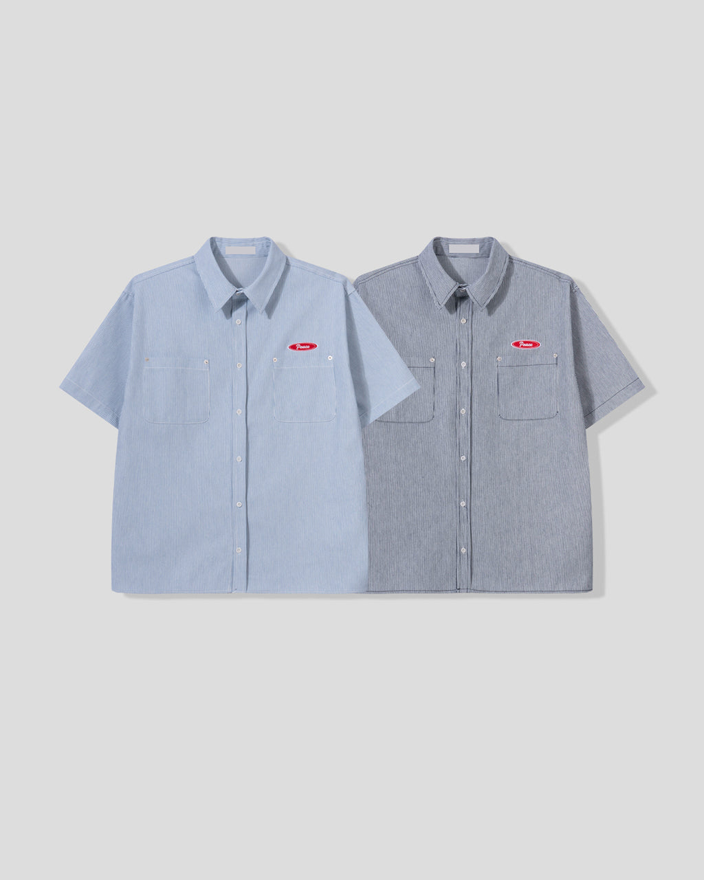 (UNISEX) Piece Stripe Over Denim Shirt
