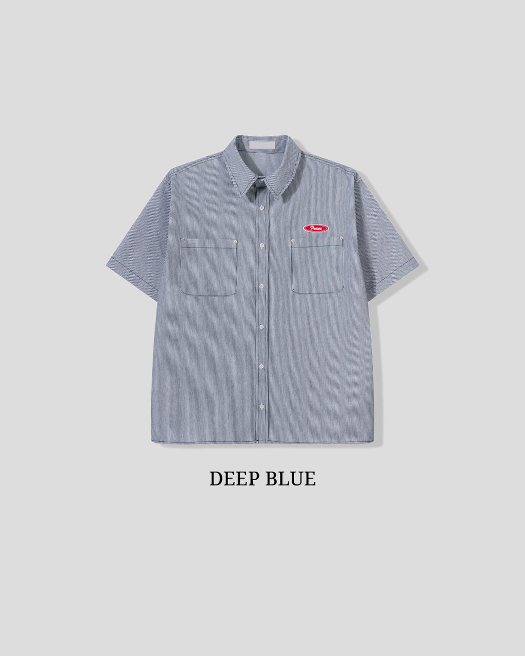 (UNISEX) Piece Stripe Over Denim Shirt