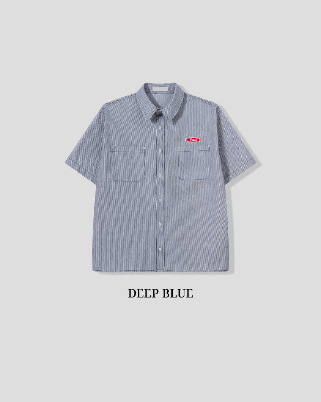 (UNISEX) Piece Stripe Over Denim Shirt