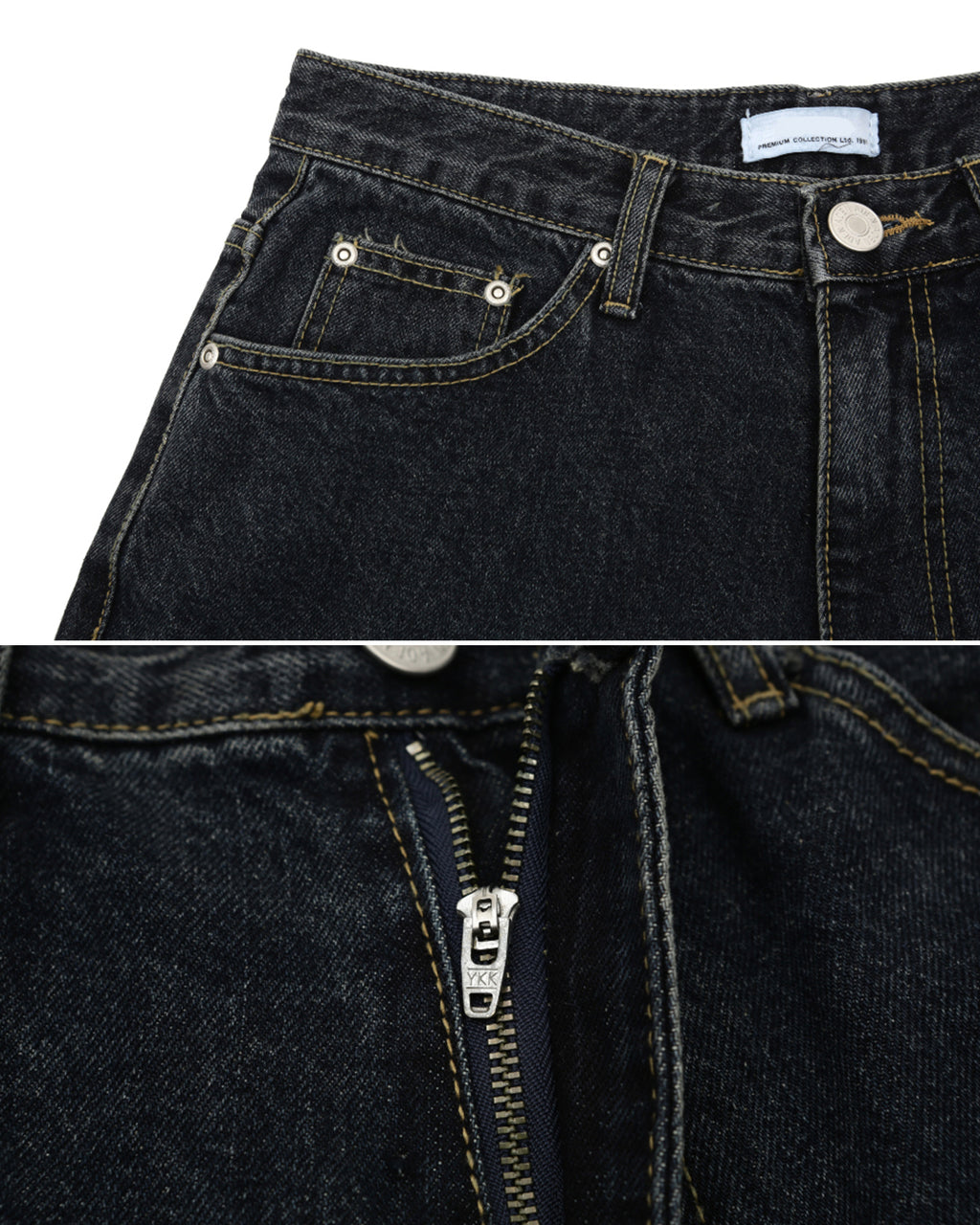 (UNISEX) Deep Blue Washing Wide Denim