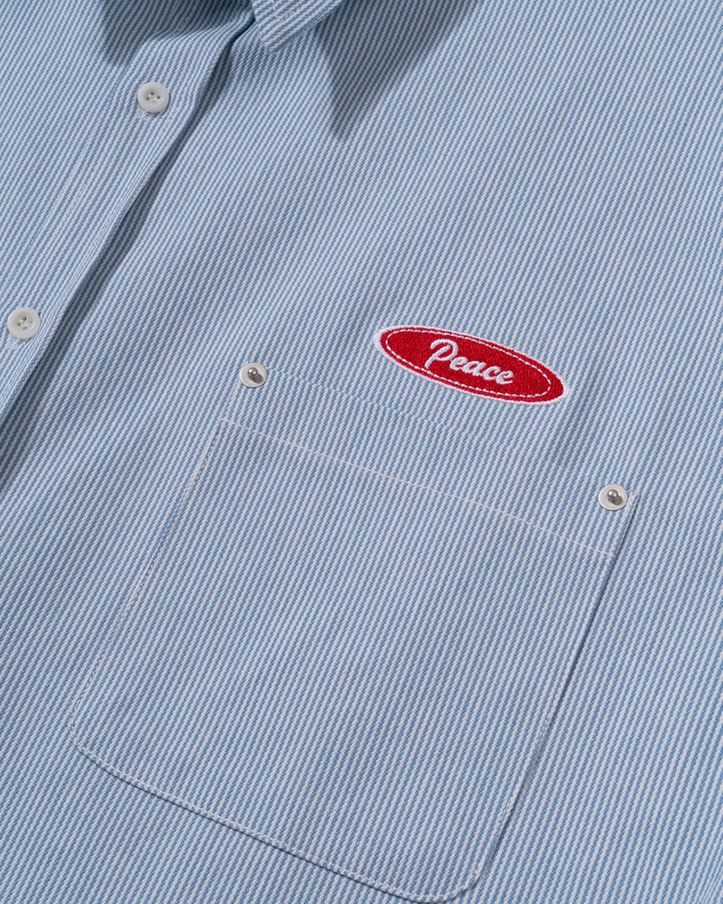 (UNISEX) Piece Stripe Over Denim Shirt