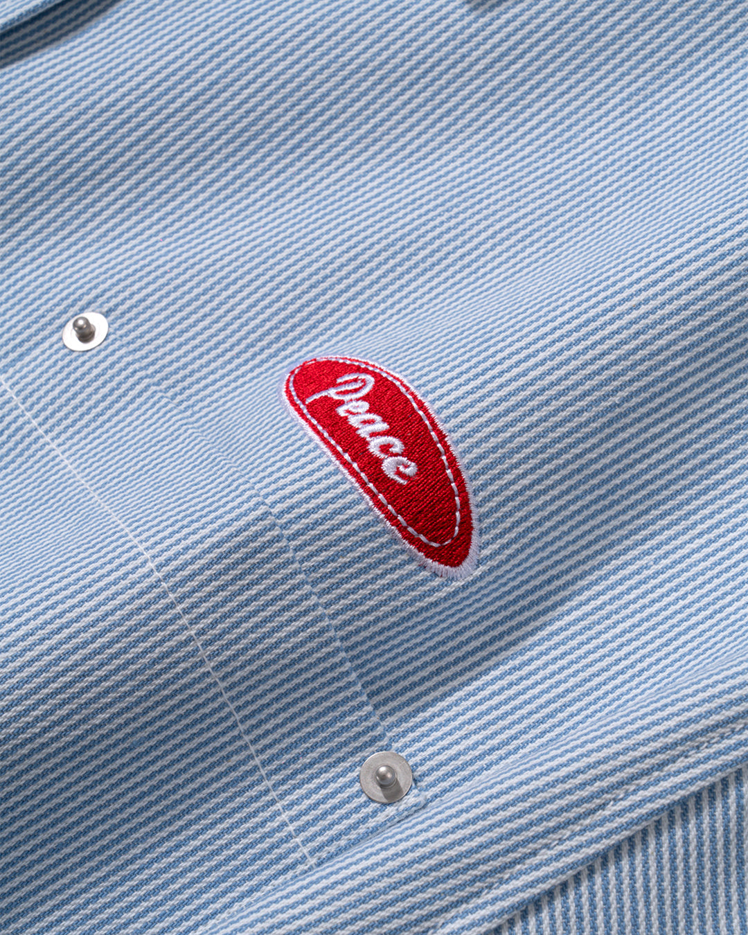 (UNISEX) Piece Stripe Over Denim Shirt