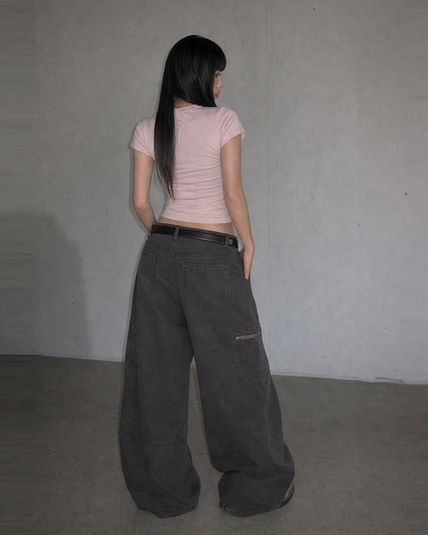 (UNISEX) Curved Pigment Cargo Pants