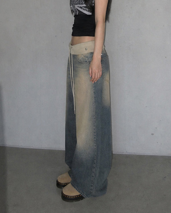 (W's) Waistband Vintage Wide Denim