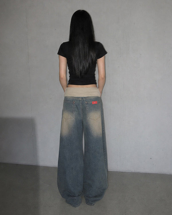 (W's) Waistband Vintage Wide Denim