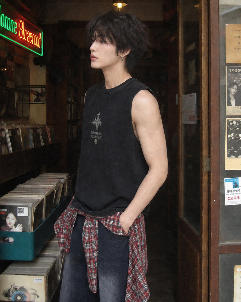 (UNISEX) Deep Blue Washing Wide Denim