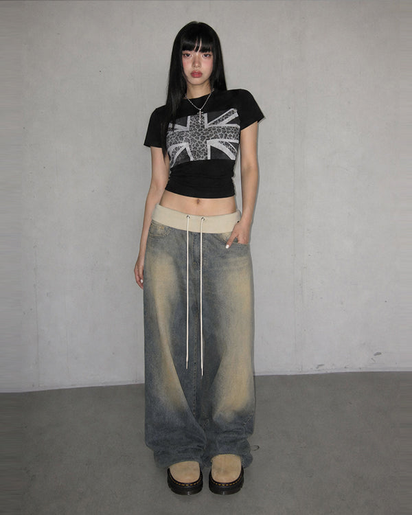 (W's) Waistband Vintage Wide Denim