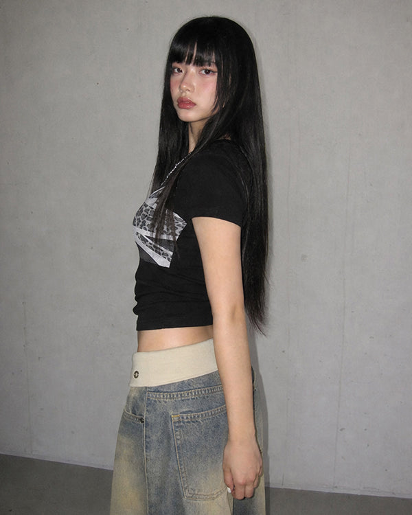 (W's) Leopard Union Jack Print Tee