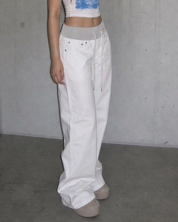 (W's) Waistband Semi-Wide Cotton Pants