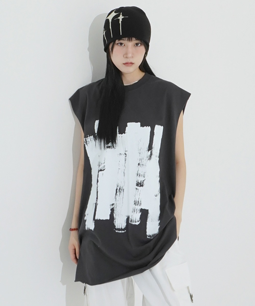 (UNISEX) Over-fit Long Tank Top (+CHARCOAL ADDED)